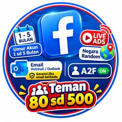 Akun FB umur 1 sd 5 bulan + Live Ads Negara Random + Email Hotmail/Outlook ( garansi jika email berbeda )+ A2f On + Teman 80 sd 500
